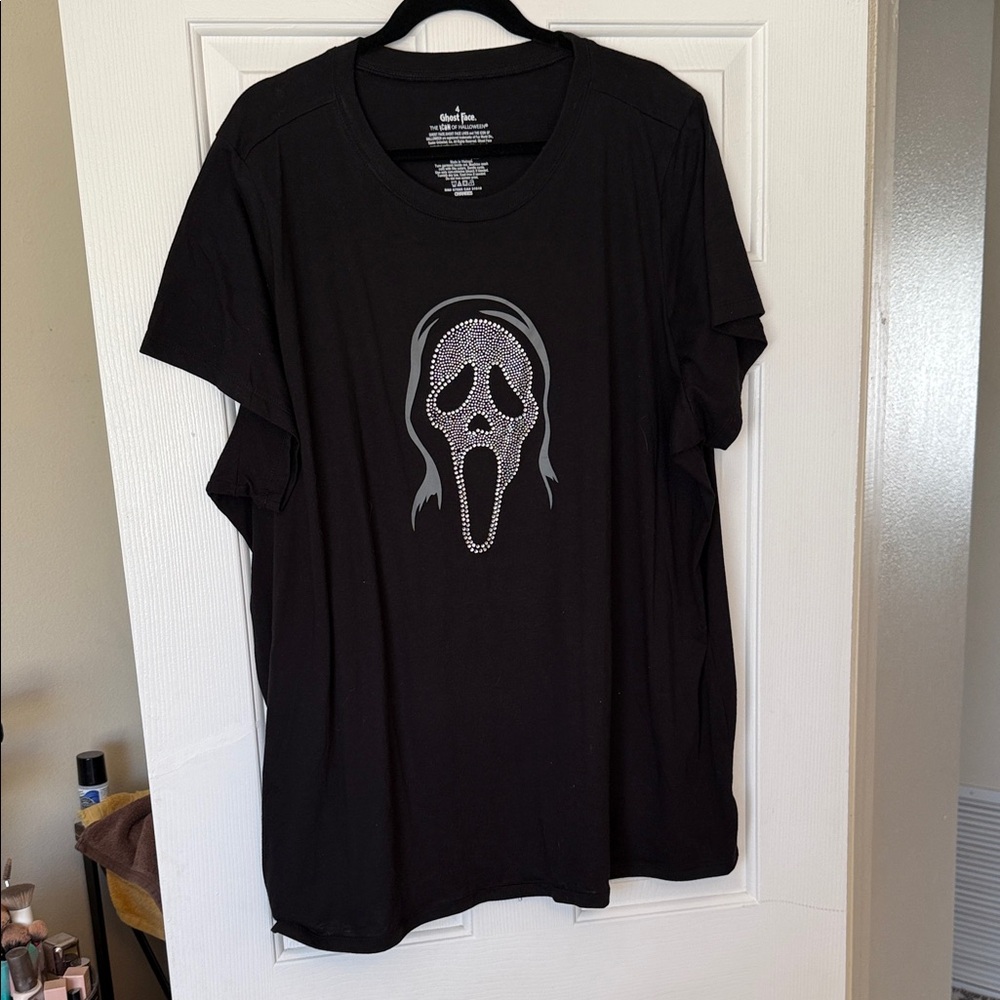 Torrid Black Ghostface Graphic Tee with Rhinestone Design
